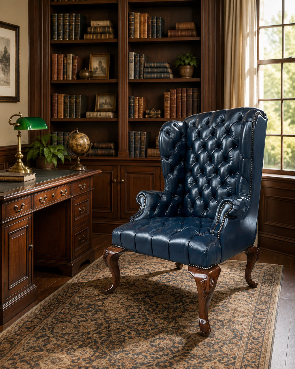 Queen Anne Tufted Wing Chair (Full Tufting-Full Cabriole)