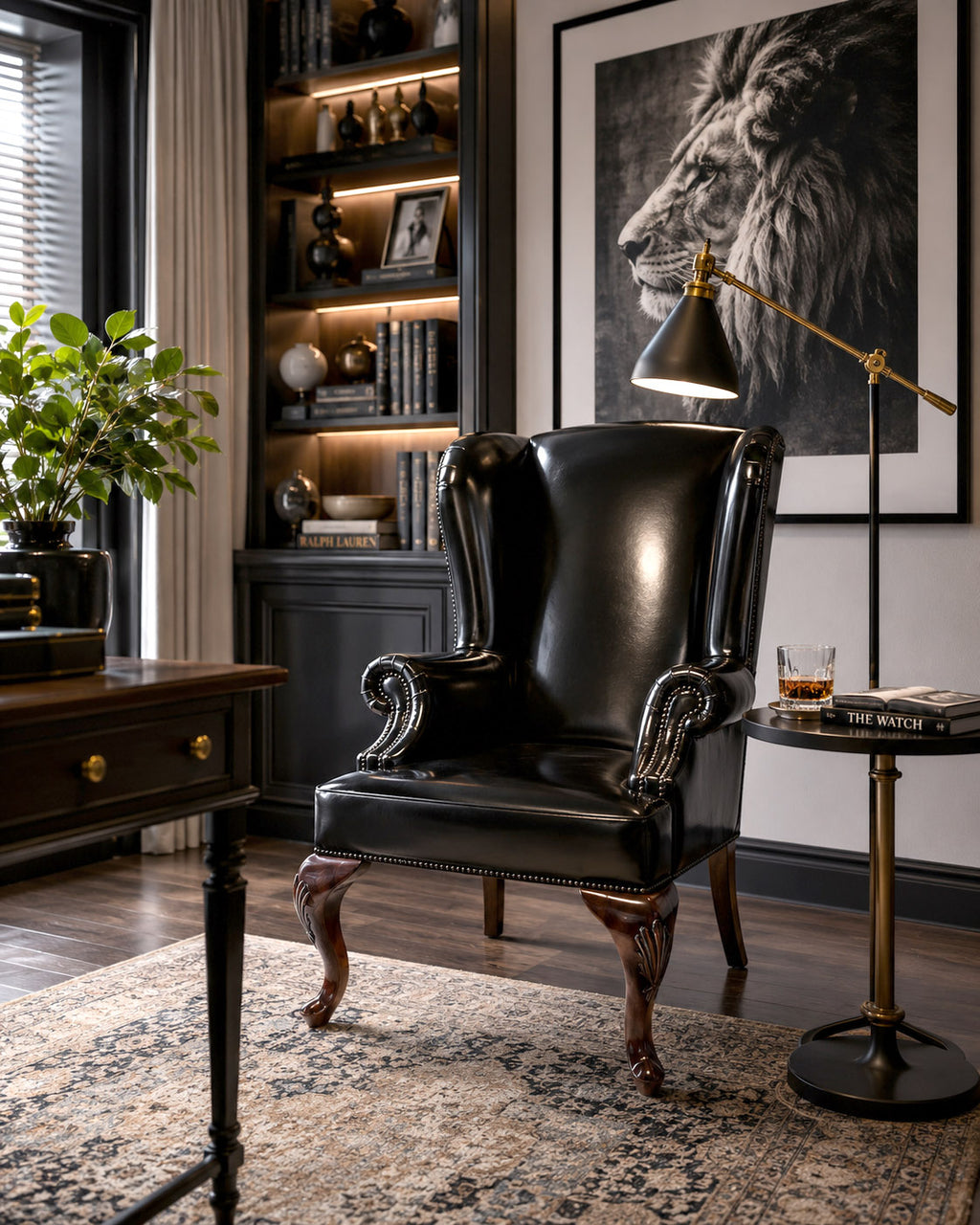 Queen Anne Plain Wing Chair (Front Cabriole)