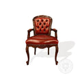 Louis XV Rose Arm Chair in Tufted Leather thomas-george-gallery