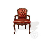 Louis XV Rose Arm Chair in Tufted Leather thomas-george-gallery