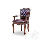 Louis XV Rose Arm Chair in Tufted Leather thomas-george-gallery