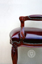 Louis XV Rose Arm Chair in Tufted Leather thomas-george-gallery
