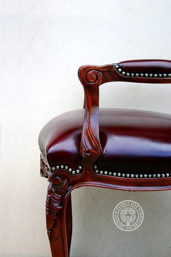Louis XV Rose Arm Chair in Tufted Leather thomas-george-gallery