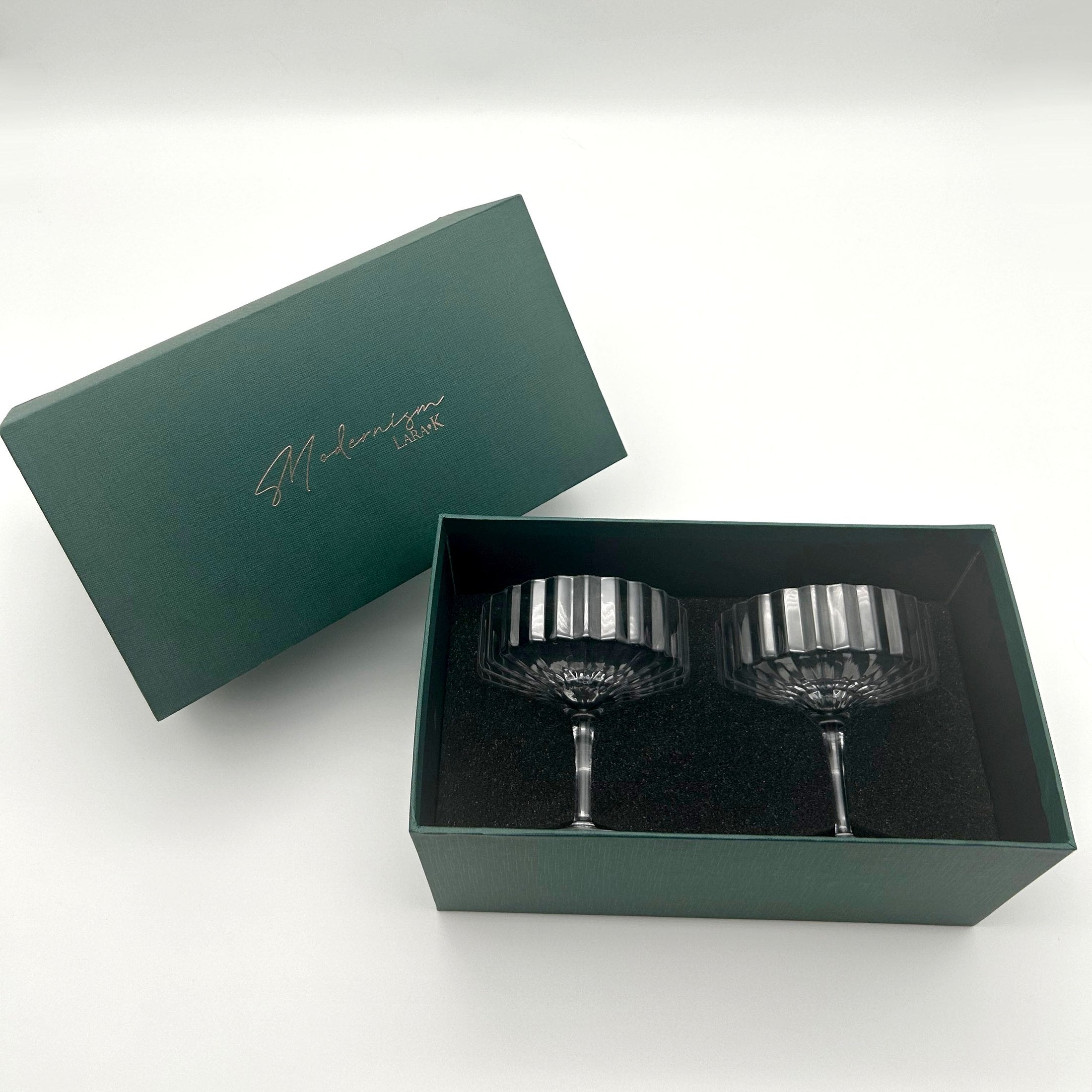 Modernism x Lara K. Crystal Champagne Coupe Glasses thomas-george-gallery