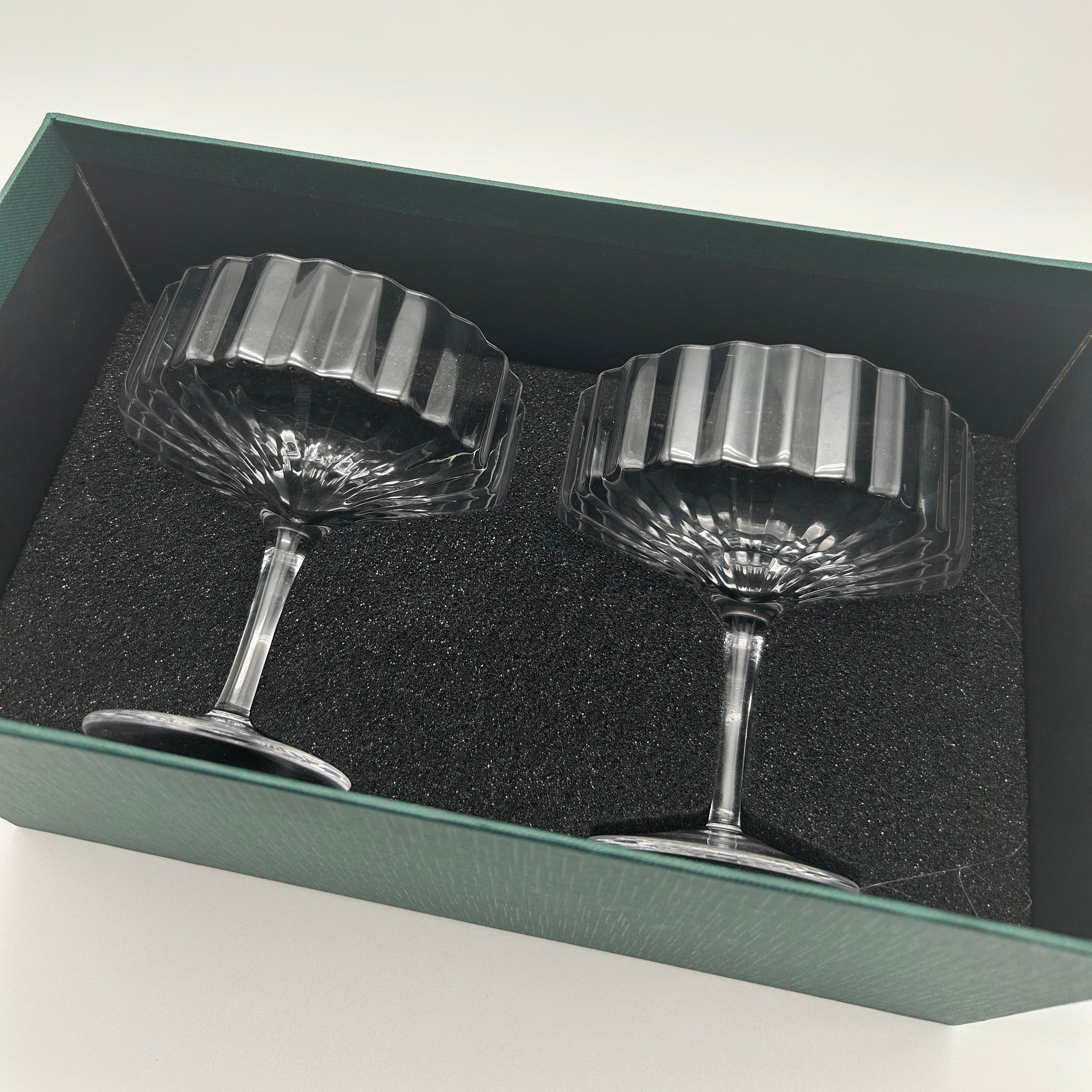 Modernism x Lara K. Crystal Champagne Coupe Glasses thomas-george-gallery
