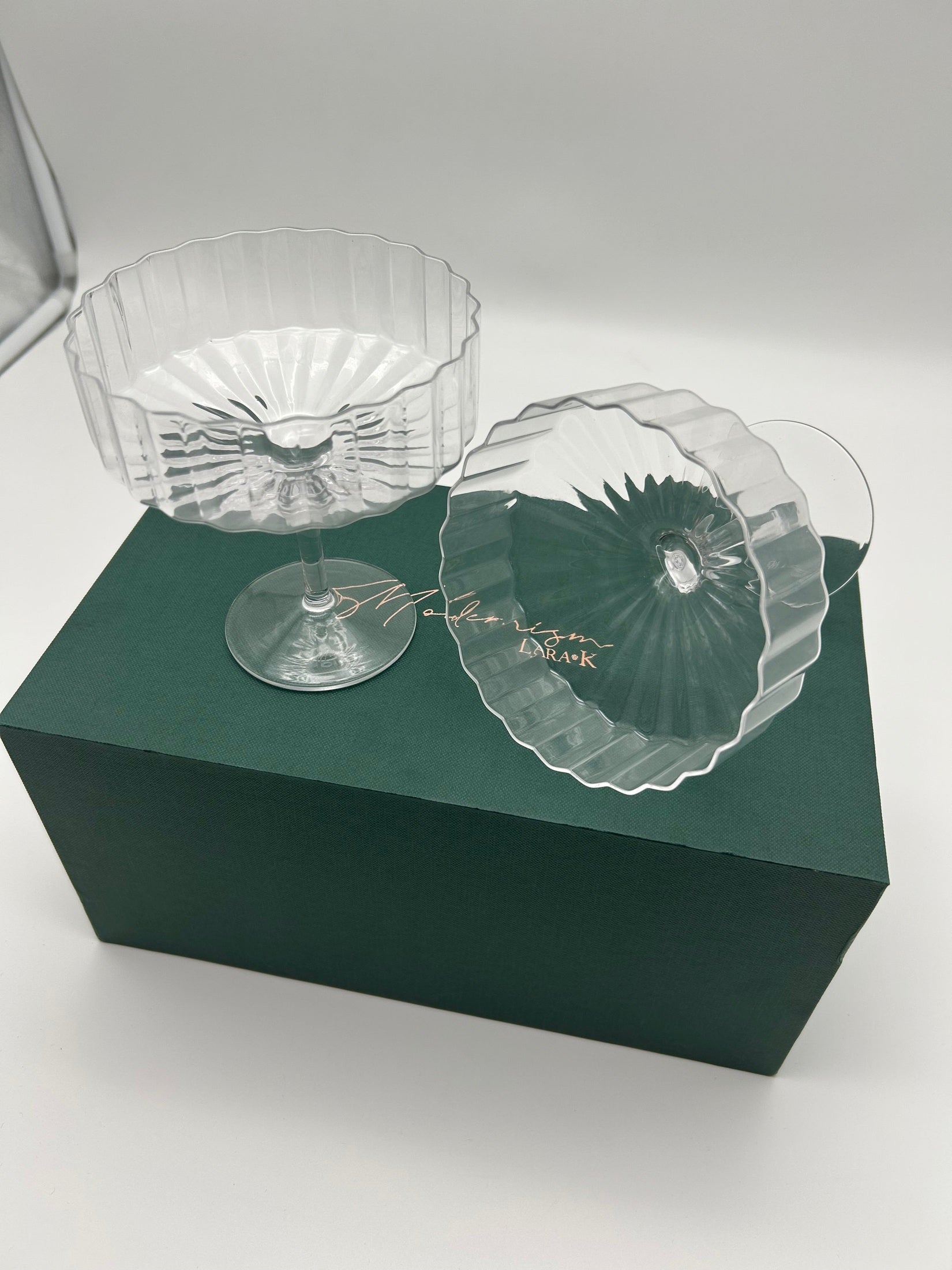 Modernism x Lara K. Crystal Champagne Coupe Glasses thomas-george-gallery