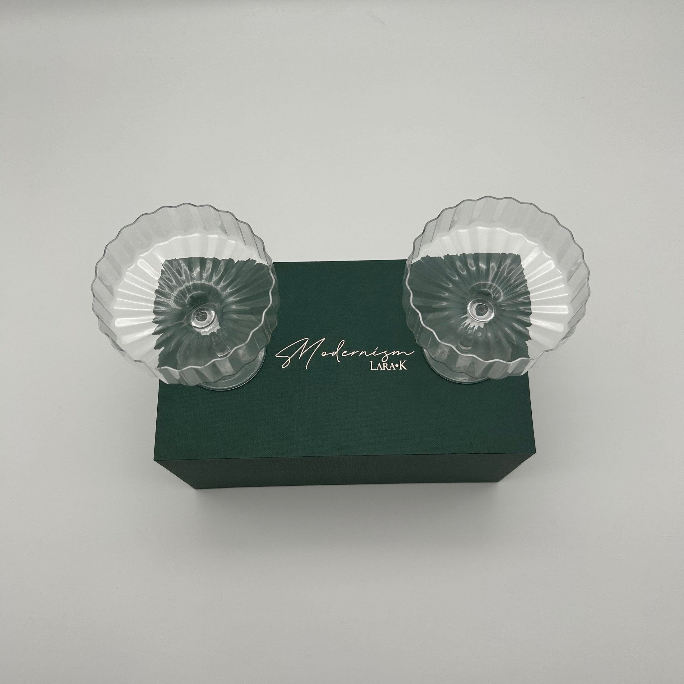 Modernism x Lara K. Crystal Champagne Coupe Glasses thomas-george-gallery