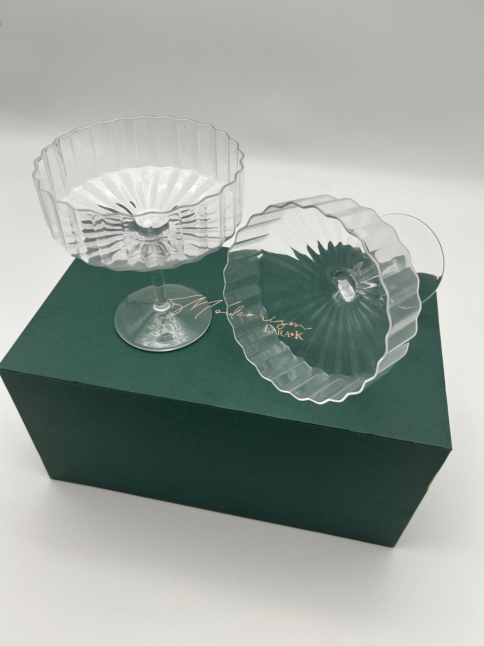 Modernism x Lara K. Crystal Champagne Coupe Glasses thomas-george-gallery