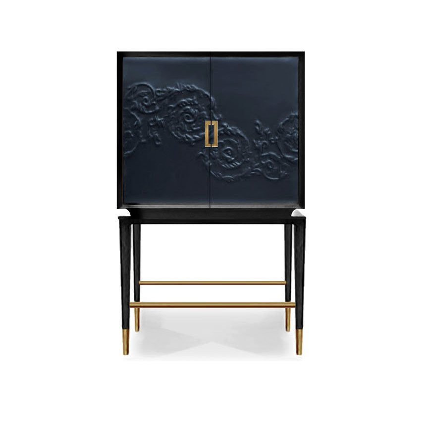 Nuovo Bar Cabinet with Leather Doors Acantha thomas-george-gallery