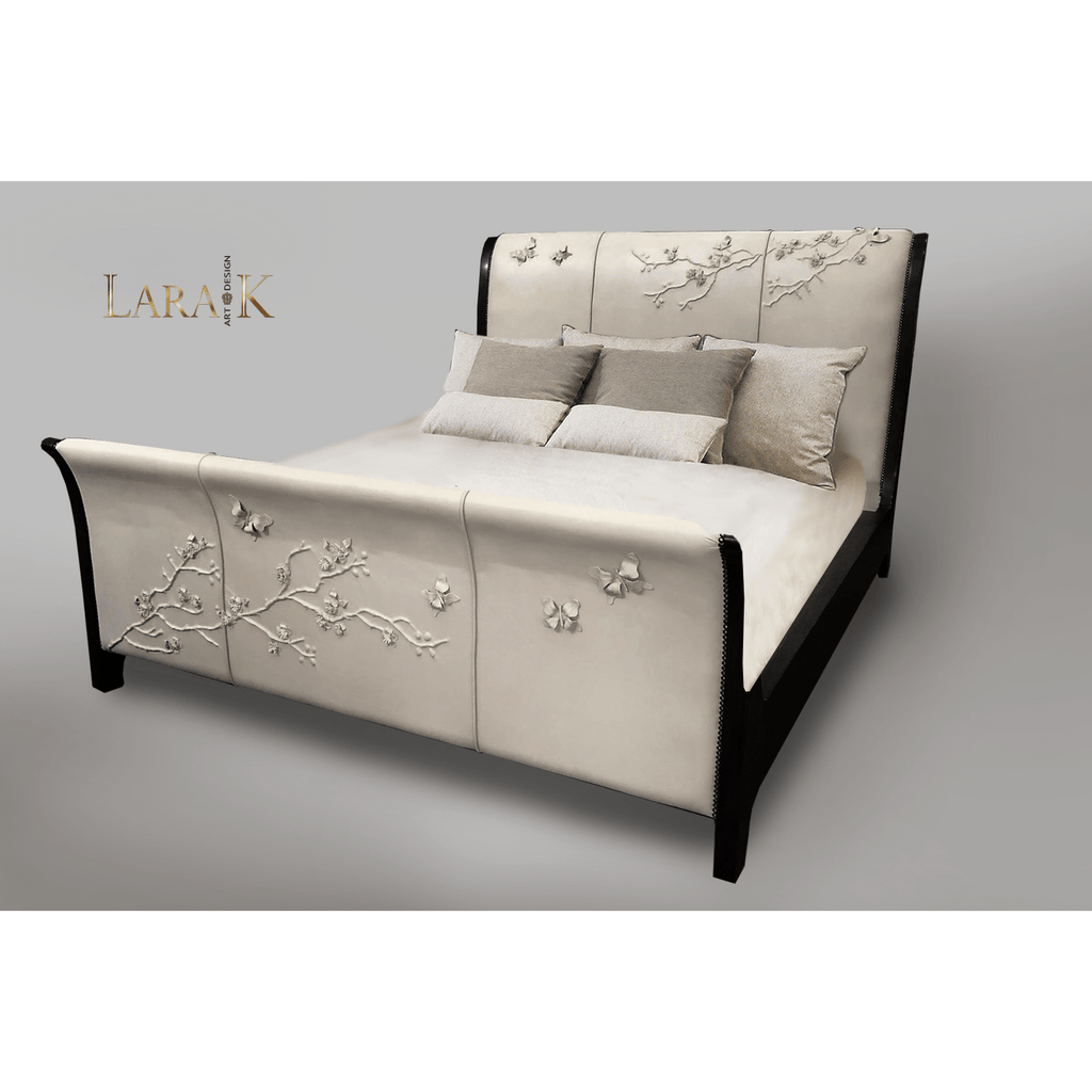 Nuovo Blossom Sculpted Leather Sleigh Bed thomas-george-gallery