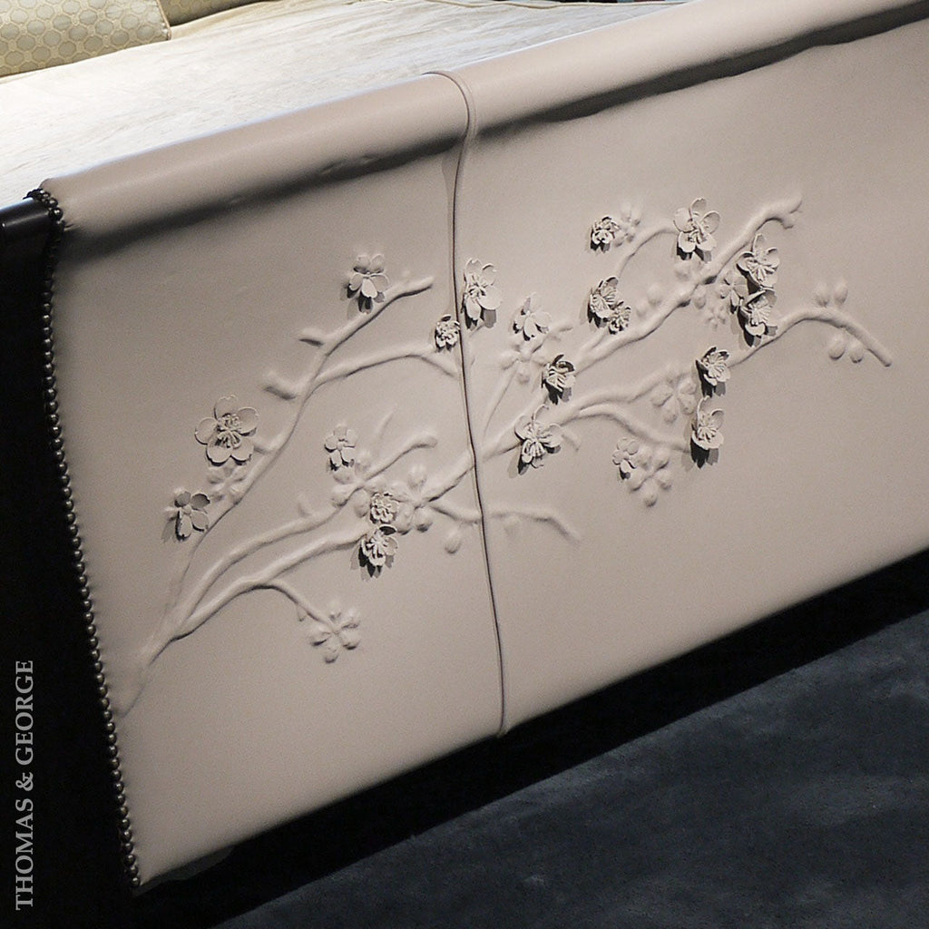 Nuovo Blossom Sculpted Leather Sleigh Bed thomas-george-gallery