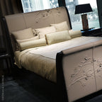 Nuovo Blossom Sculpted Leather Sleigh Bed thomas-george-gallery