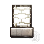 Nuovo Sideboard with Blossom Leather Fretwork Display Shelves thomas-george-gallery