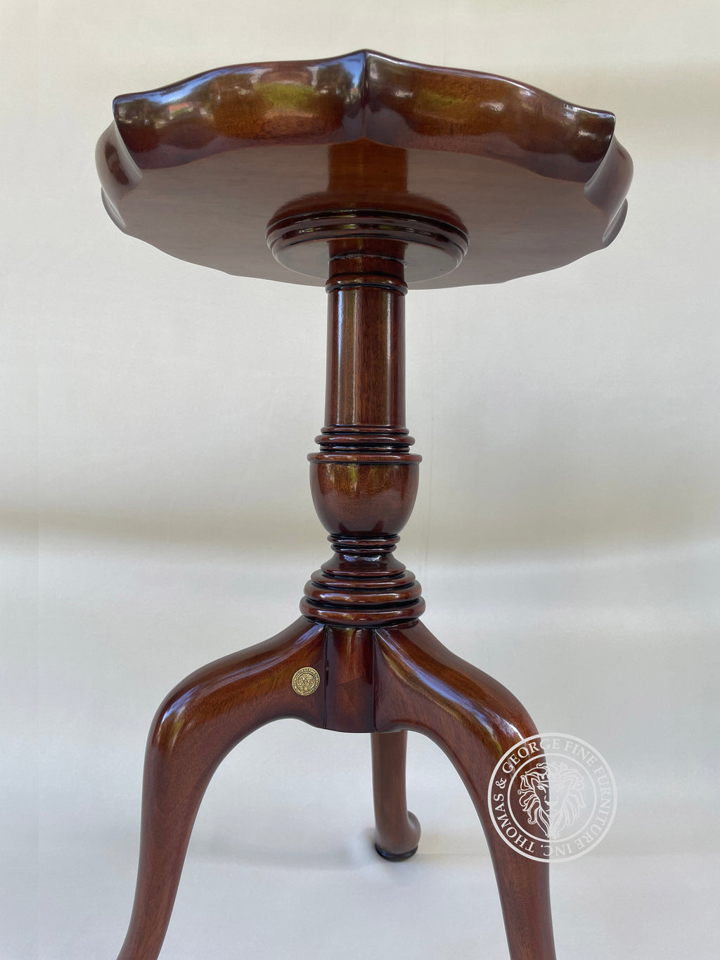 Georgian Pie Crust Wine Table with leather top