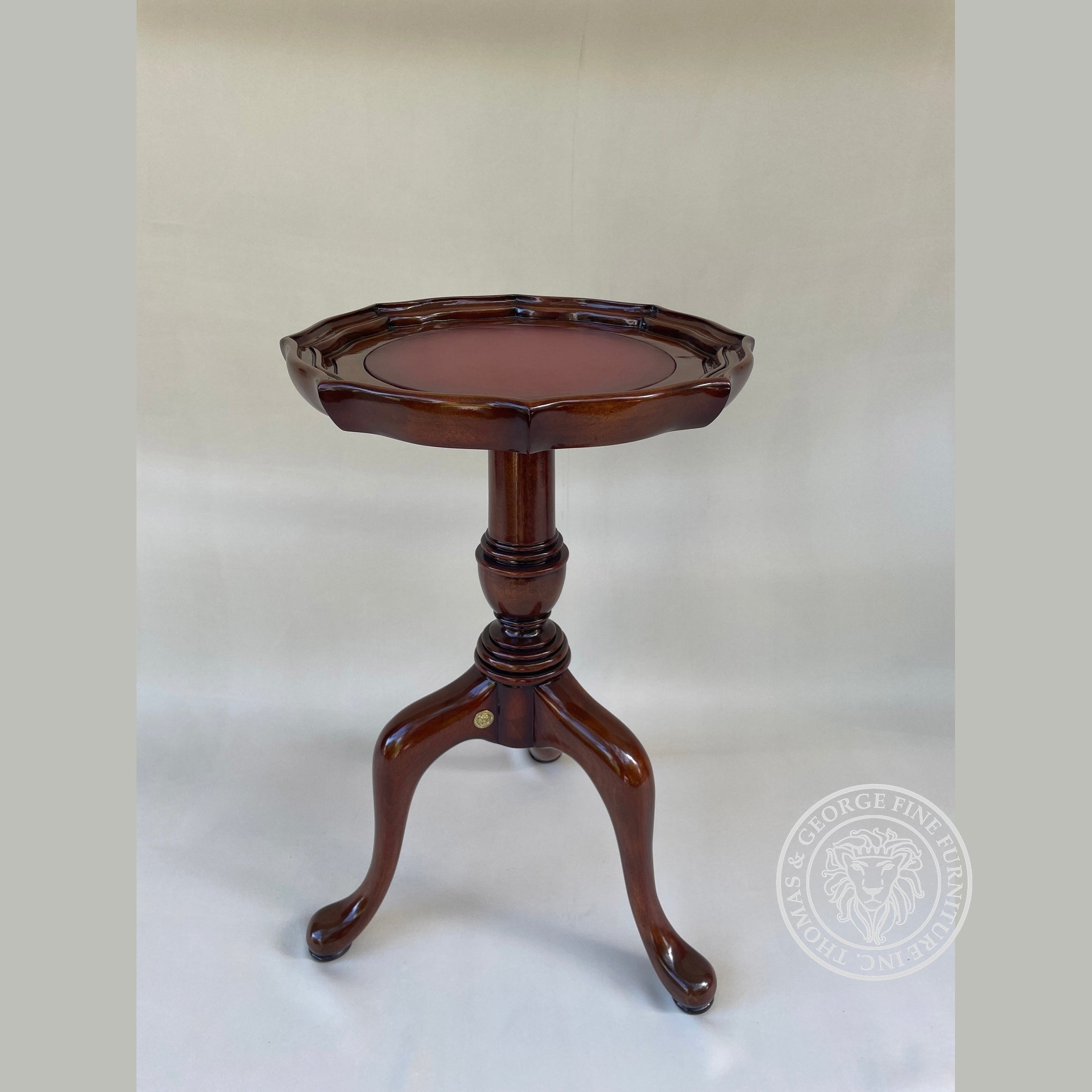 Georgian Pie Crust Wine Table with leather top