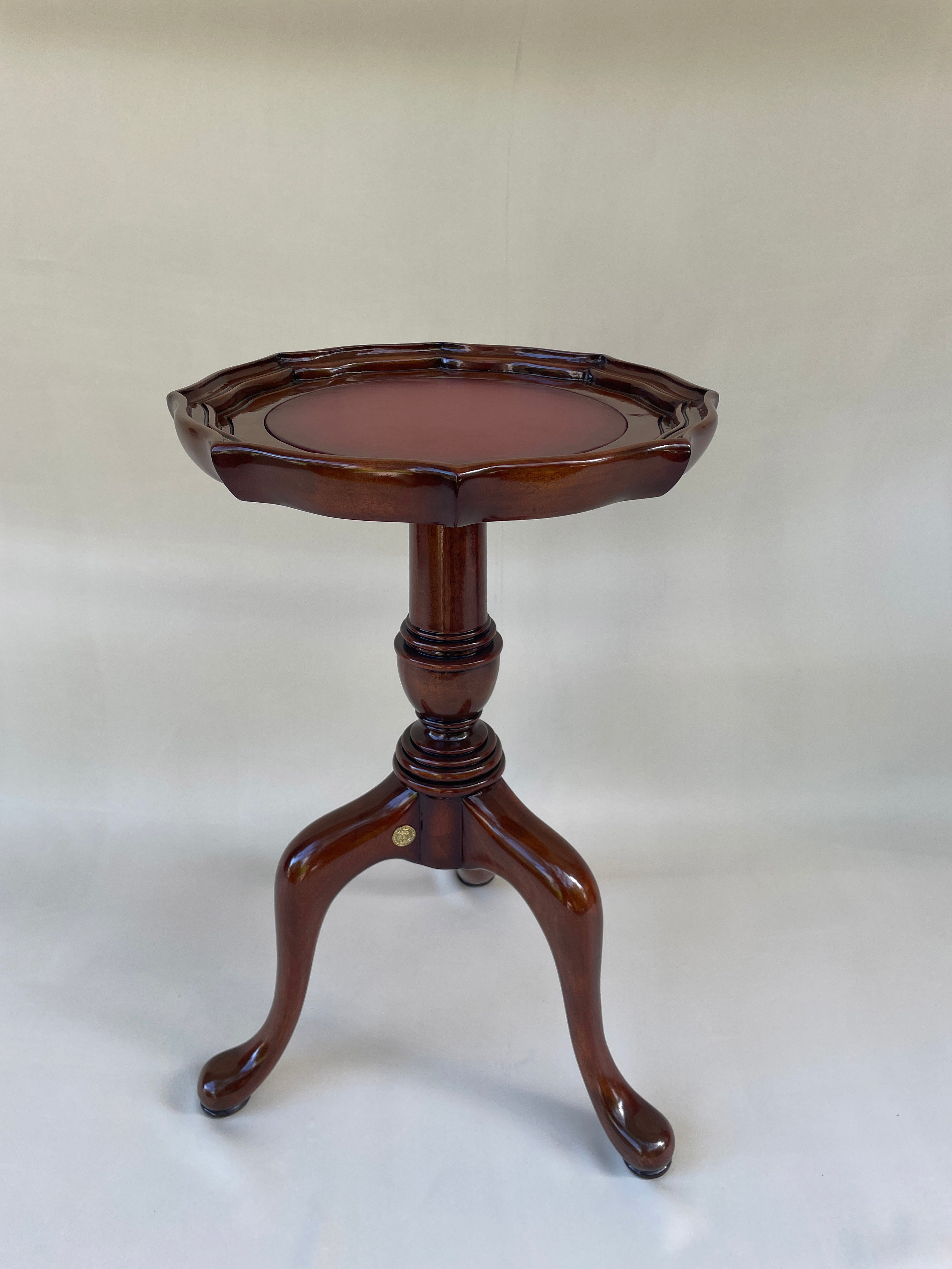 Georgian Pie Crust Wine Table with leather top