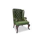 Queen Anne Tufted Wing Chair (Plain Arm|Plain Seat-Full Cabriole)