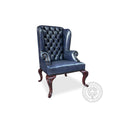 Queen Anne Tufted Wing Chair (Plain Arm|Fixed Seat-Full Cabriole)