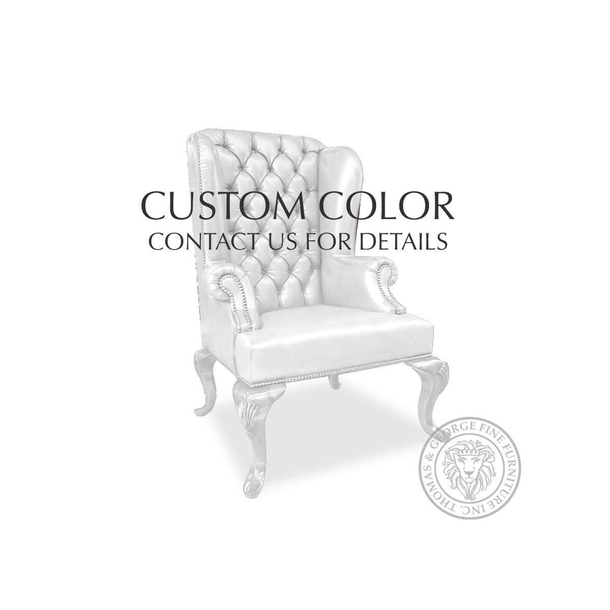 Queen Anne Tufted Wing Chair (Plain Arm|Fixed Seat-Full Cabriole)