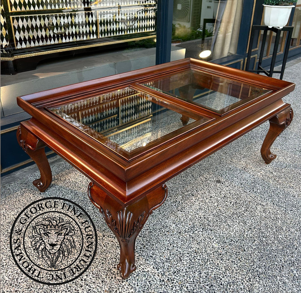 Queen Anne Rectangular Glass Top Coffee Table thomas-george-gallery