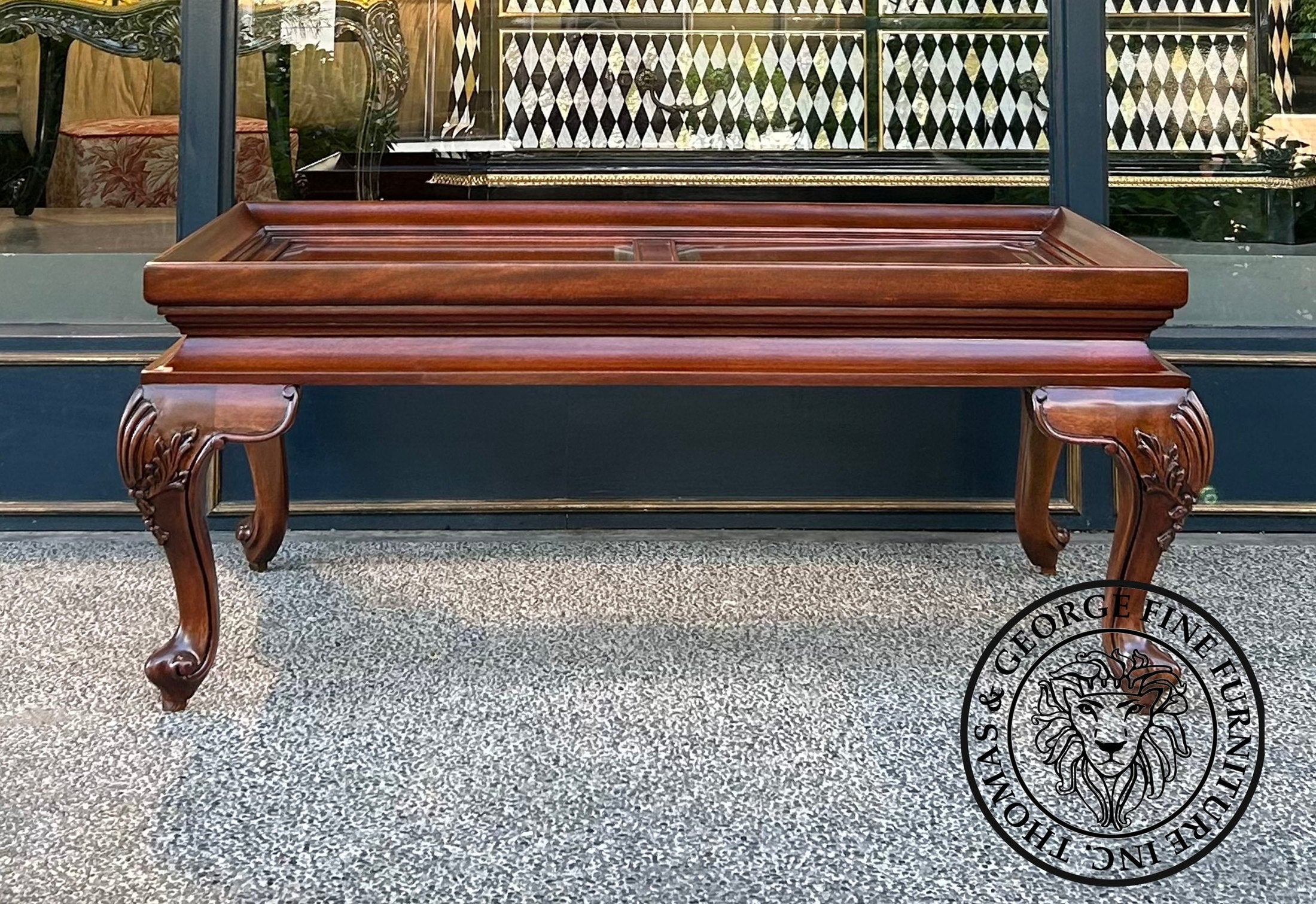 Queen Anne Rectangular Glass Top Coffee Table thomas-george-gallery