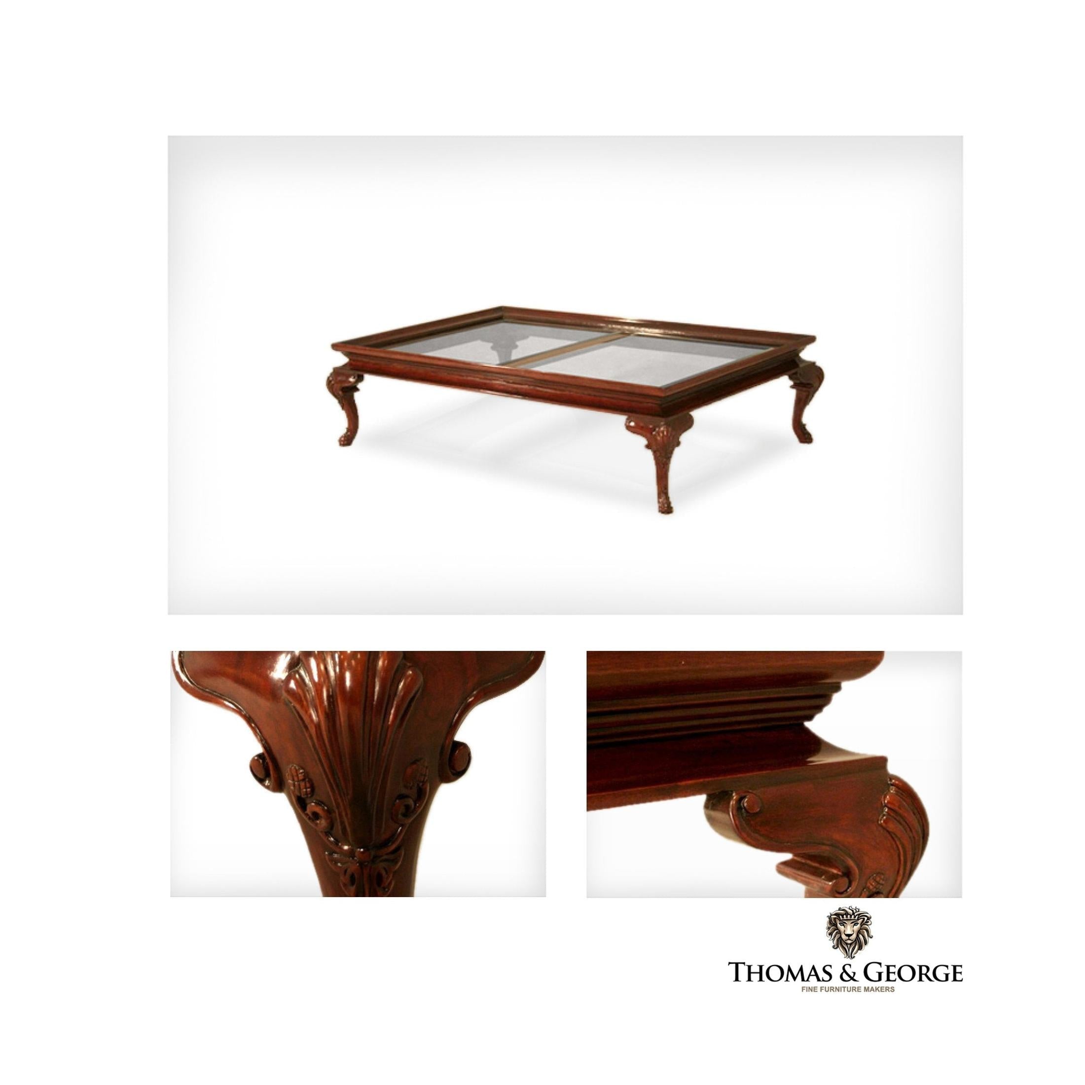 Queen Anne Rectangular Glass Top Coffee Table thomas-george-gallery