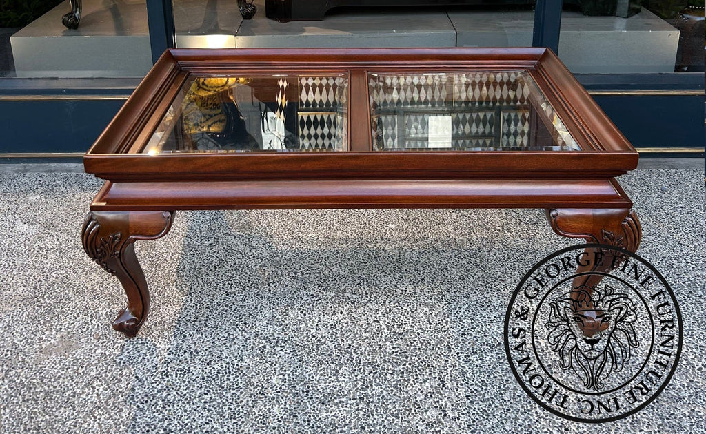 Queen Anne Rectangular Glass Top Coffee Table thomas-george-gallery