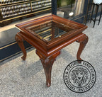 Queen Anne Square Lamp Table with Glass Top thomas-george-gallery