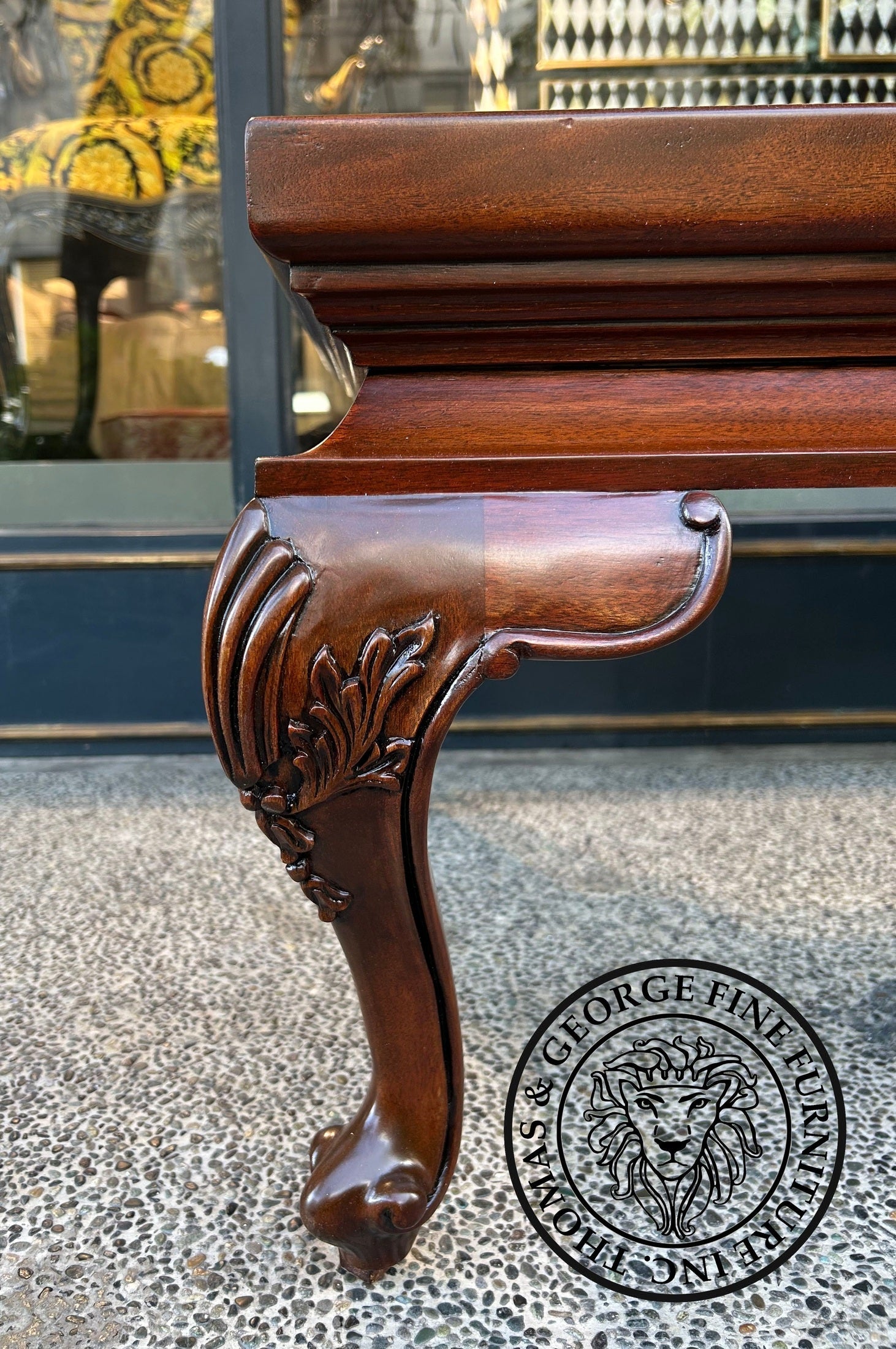 Queen Anne Square Lamp Table with Glass Top thomas-george-gallery