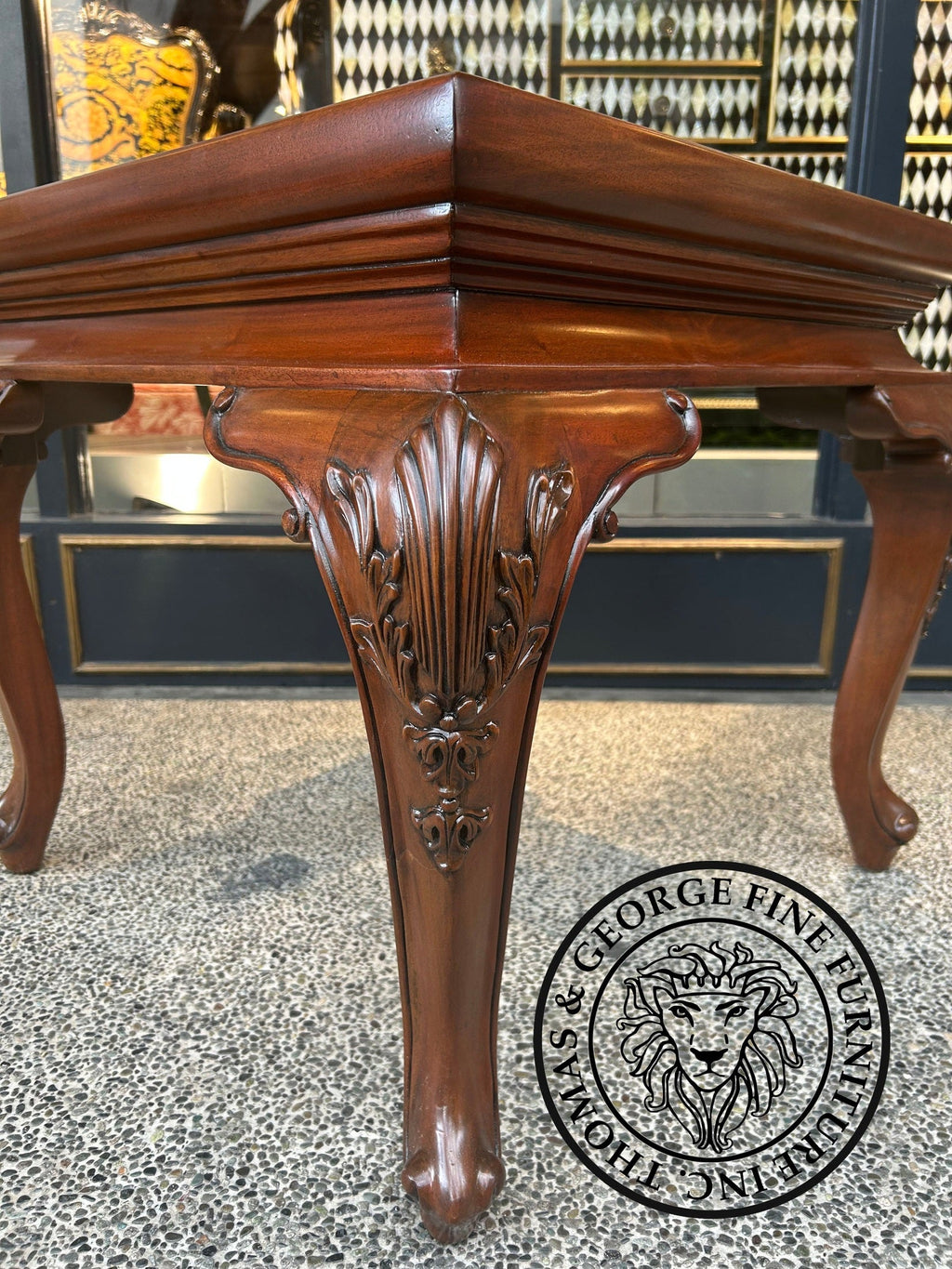 Queen Anne Square Lamp Table with Glass Top thomas-george-gallery