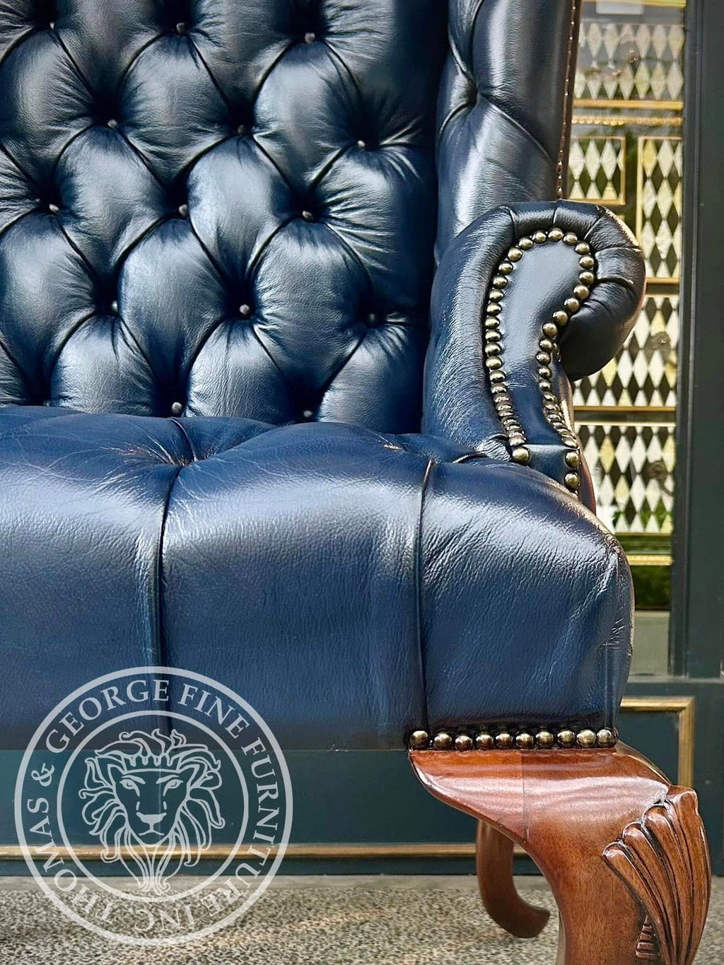 Queen Anne Tufted Wing Chair (Full Tufting-Full Cabriole)