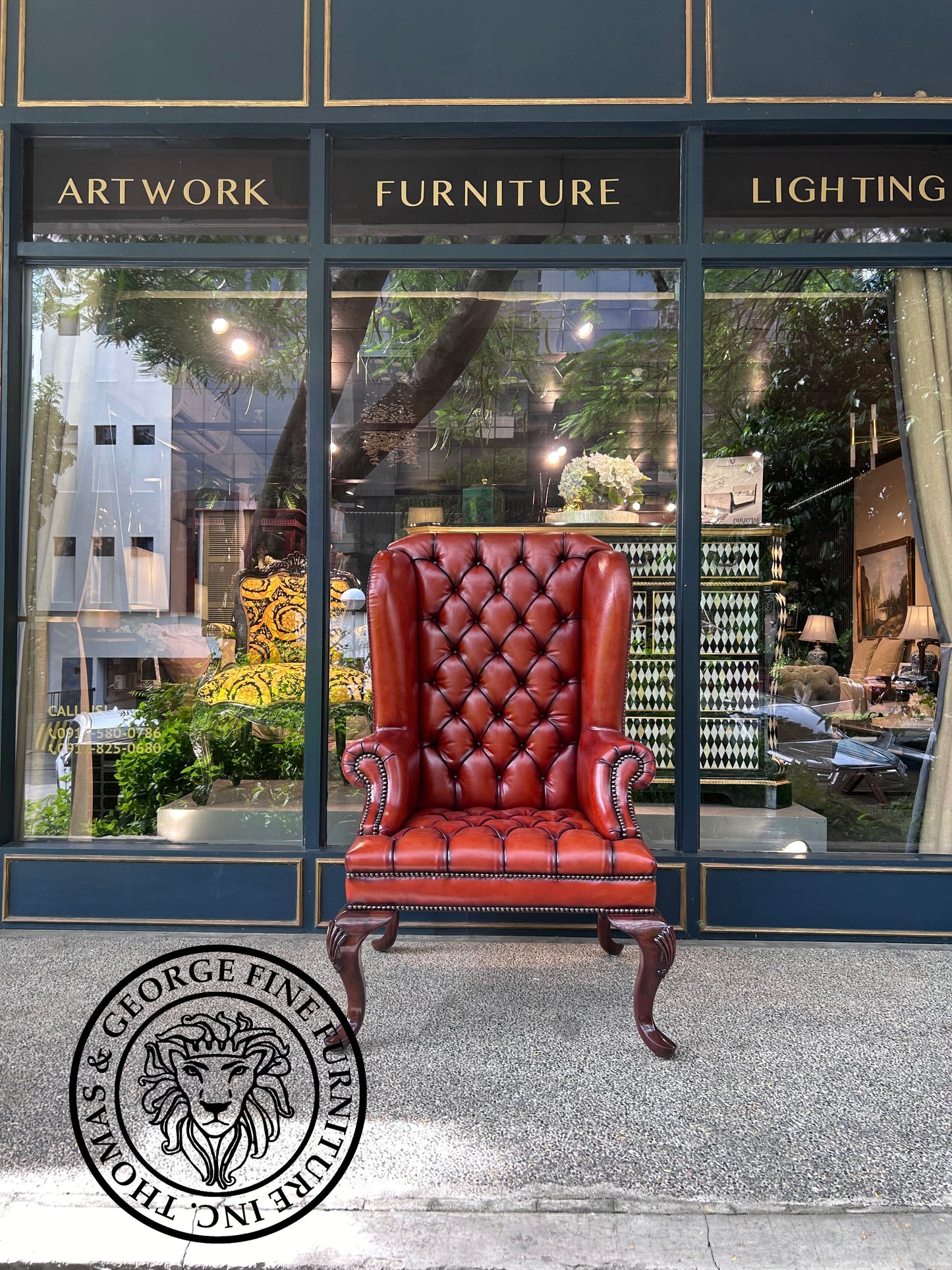 Queen Anne Tufted Wing Chair (Plain Arm-Full Cabriole)