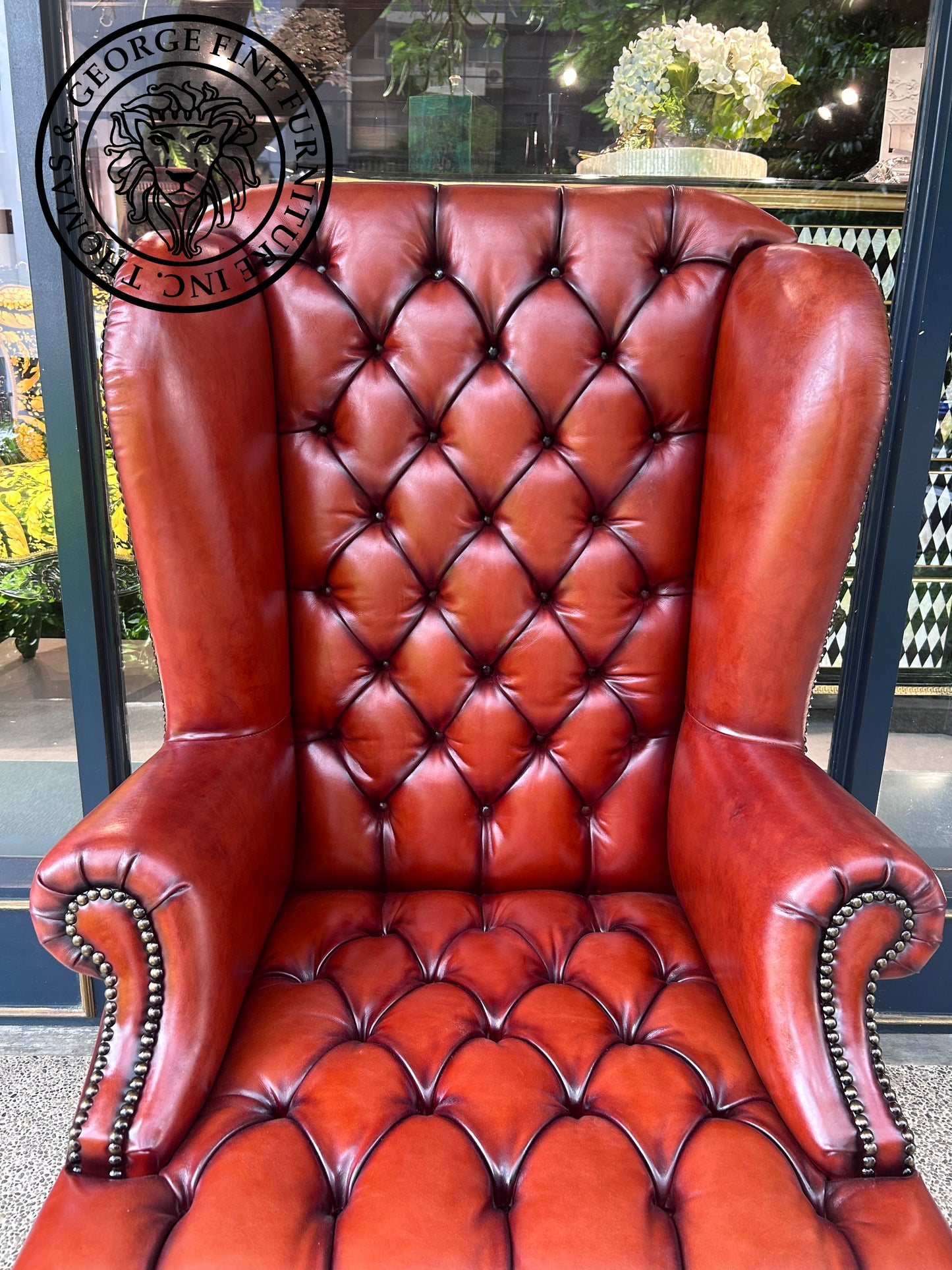 Queen Anne Tufted Wing Chair (Plain Arm-Full Cabriole)