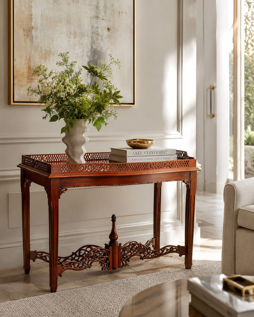 Chinese Chippendale Fretwork Tea Table (Serpentine)