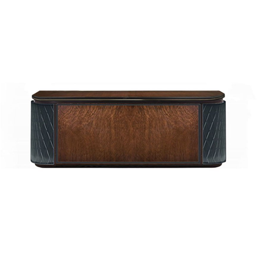 Uffi Executive Oval Desk with Trellis Leather Panels thomas-george-gallery