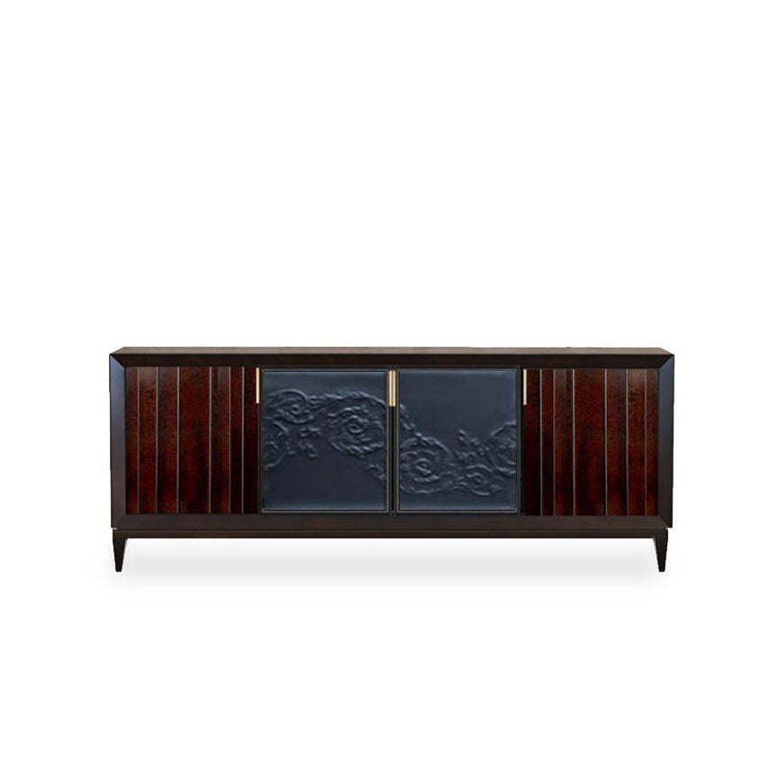 Uffi Focal Sideboard with Acantha Sculpted Leather & Brass Inlay thomas-george-gallery